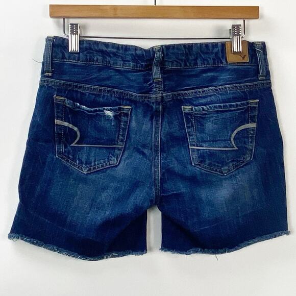2/$30 American Eagle Outfitters 0 Womens Blue Distressed Raw Hem Jean Short - Picture 4 of 8
